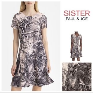 PAUL & JOE SISTER Papillone Cat Print Flare Dress